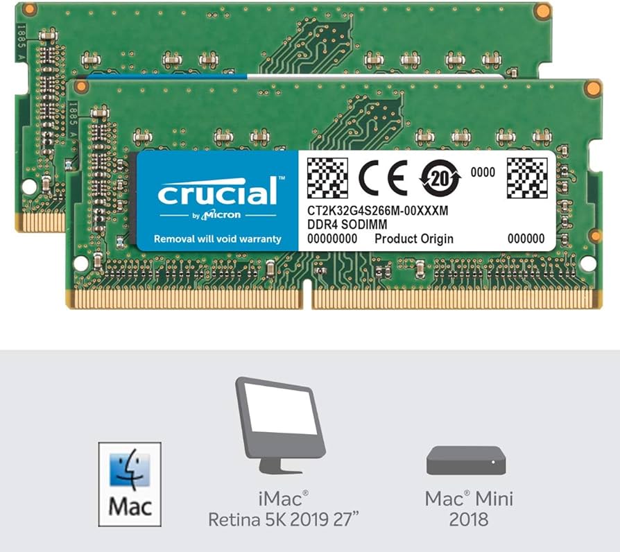 Crucial RAM 64GB Kit (2x32GB) DDR4 2666MHz CL19 Memory for Mac