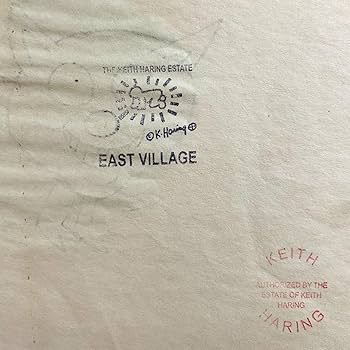 Amazon.co.jp: 真作貴重キースヘリング直筆サイン入り絵画 手書き 財団