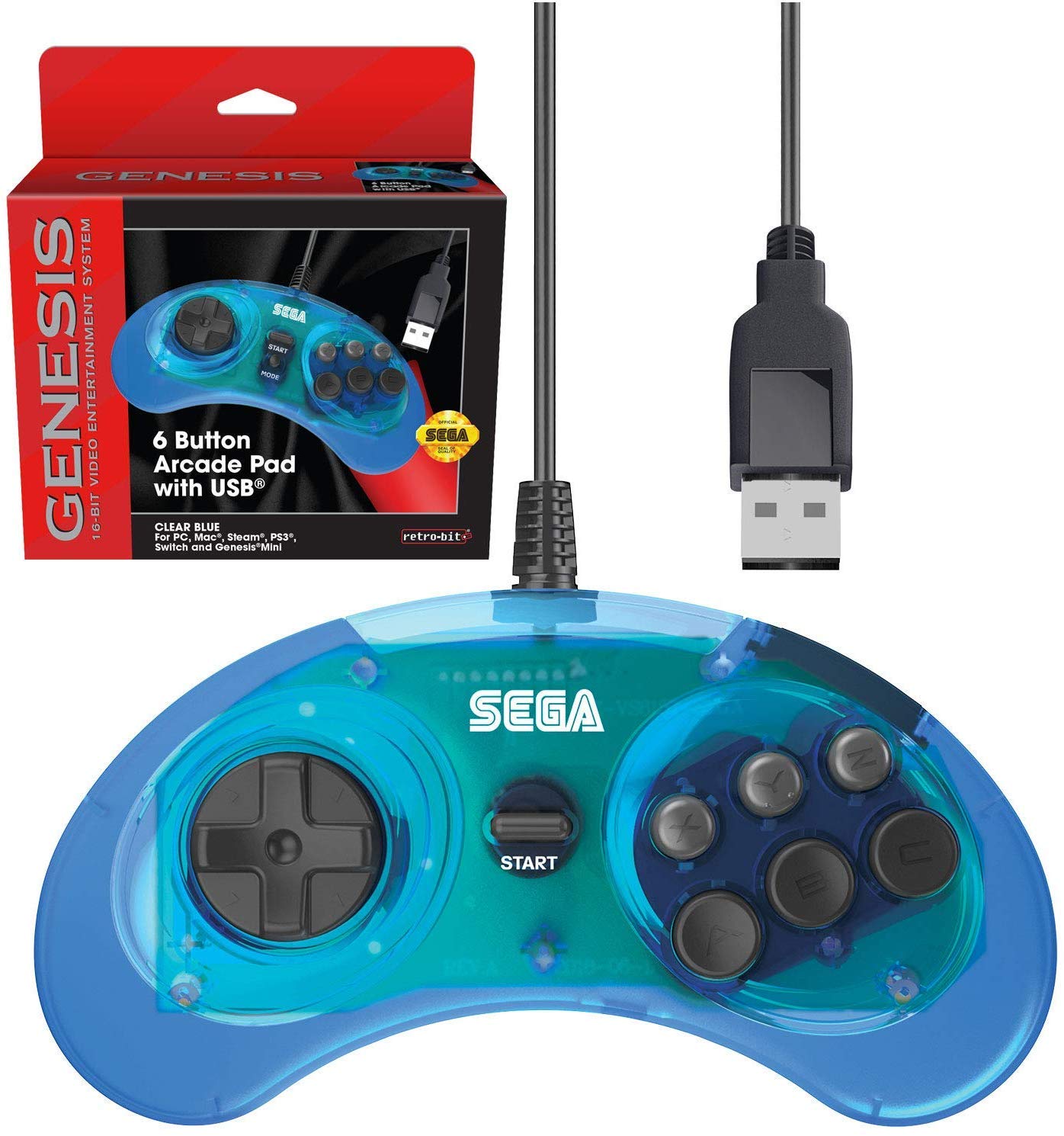 Amazon.com: Retro-Bit Official Sega Genesis USB Controller 6