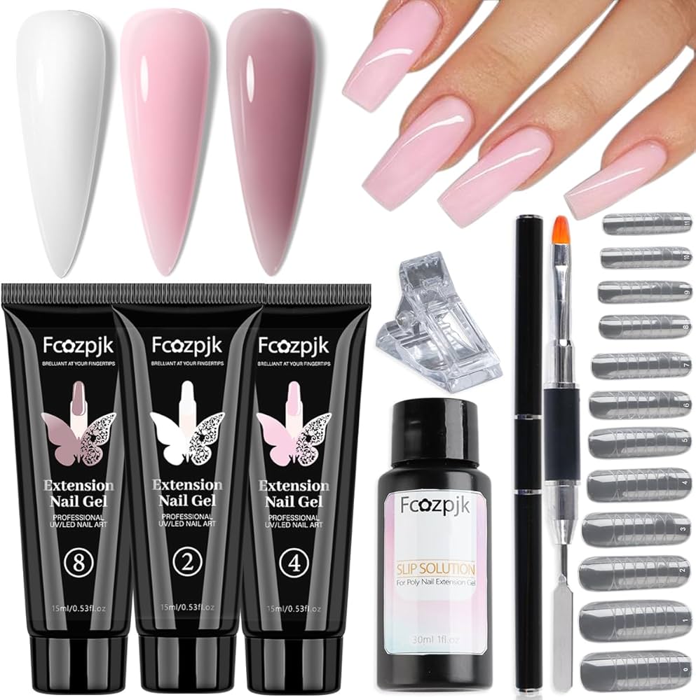 Amazon.com : Fcozpjk Poly Gel Kit - White Mauve Nude Pink Builder