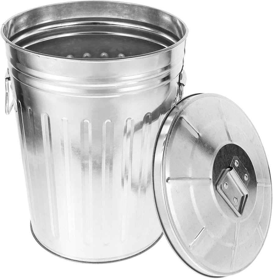 Amazon｜Ciieeo 丸い 蓋付き 金属製 ゴミ箱 8リットル ガロン 亜鉛