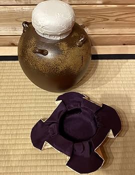 ほぼ未使用 茶道具 陶峰作 備前 茶壺 飾り壺 飾網紐付 陶印 陶印 共箱
