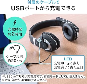 Amazon.co.jp: サンワダイレクト ヘッドセット ワイヤレス Bluetooth