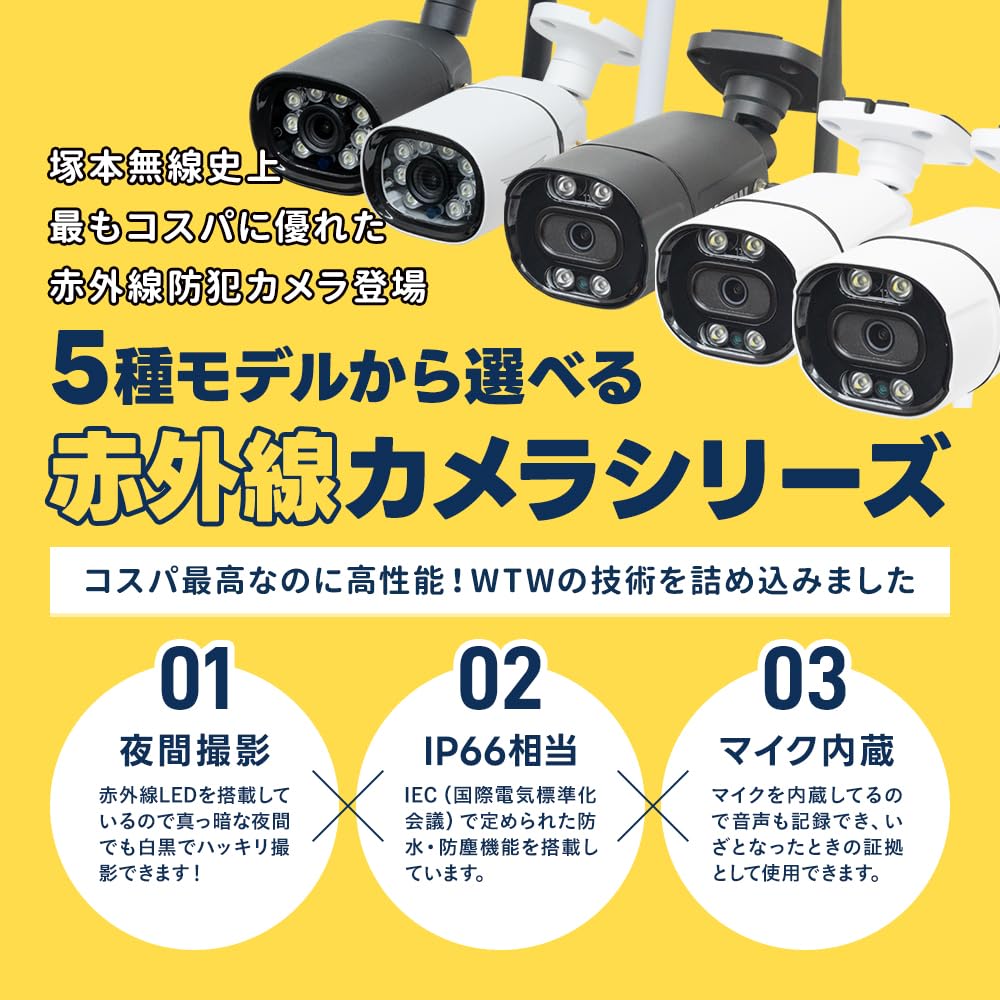 Amazon.co.jp: WTW 塚本無線 防犯カメラ 監視カメラ バレットカメラ