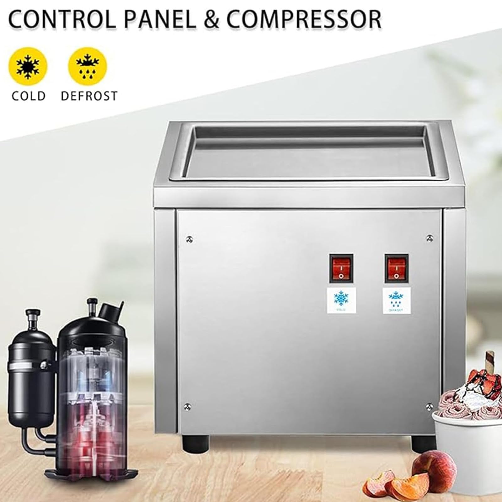 Amazon.co.jp: 業務用ロールアイスクリームマシン、ステンレススチール