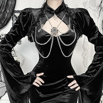 Amazon.com: Gothic Bell Sleeve Crop Top Y2k Chains Lace Up