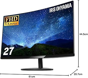 Amazon.co.jp: アイリスオーヤマ 液晶ディスプレイ 27インチ 湾曲 1920