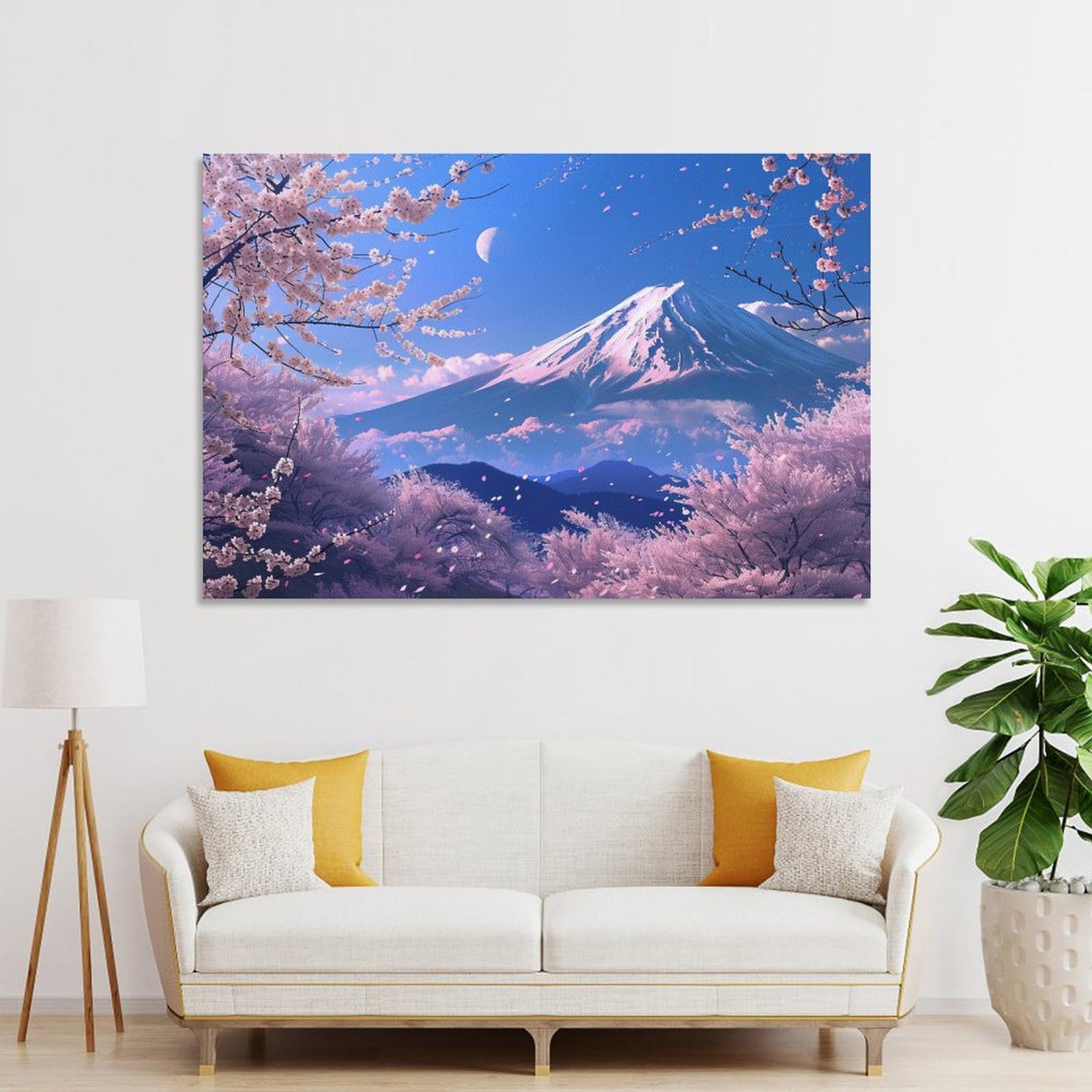 Amazon.co.jp: 絵画 富士山の下に咲く桜の美しい景色 アートパネル