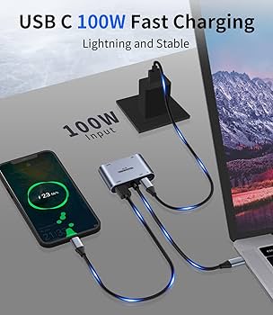 USB C to VGA HDMI MultiPort Adapter, USB C Hub (5 in 1), with 4K