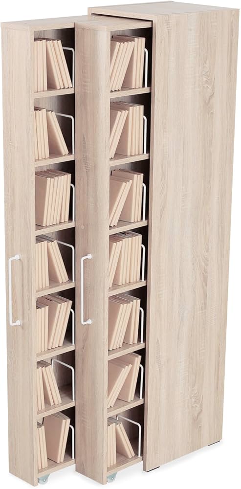 Amazon｜LOWYA ロウヤ 本棚 スライド 大容量 スリム 可動棚 教科書