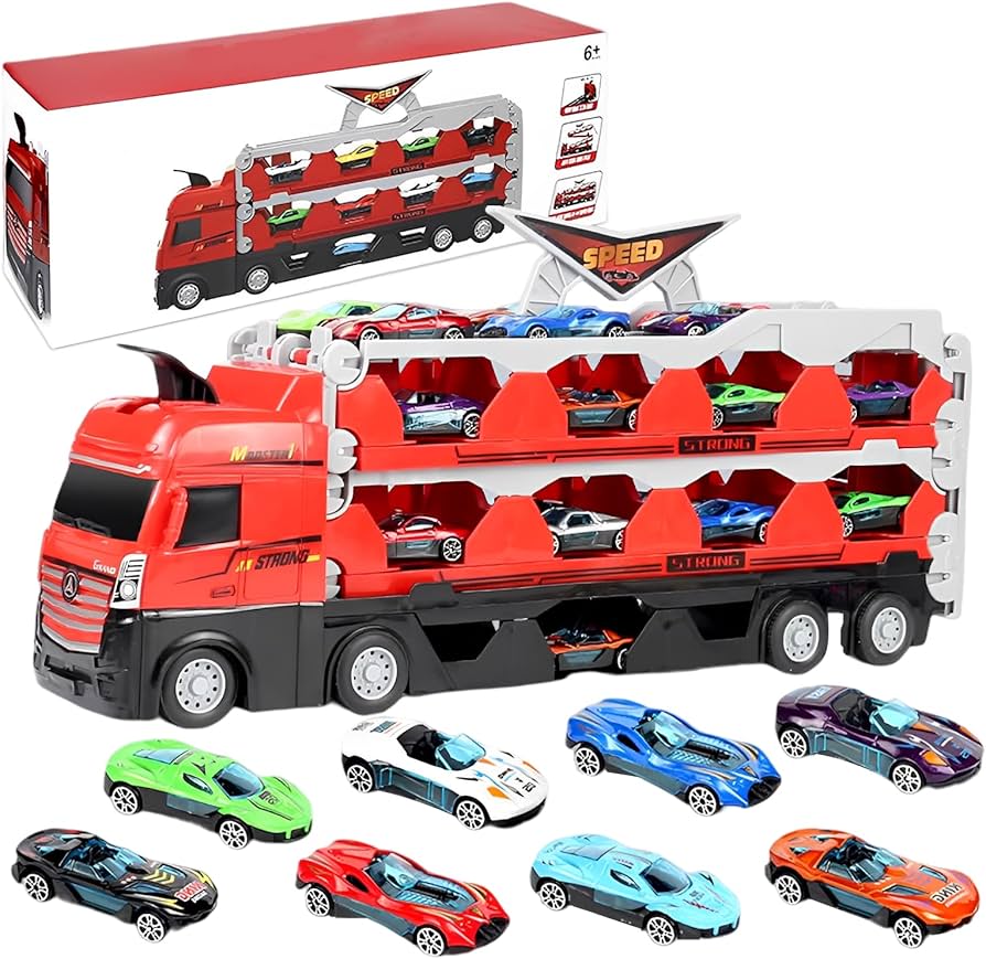 Amazon.co.jp: ミニカーセット 車おもちゃ キャリアカー ミニカー8台