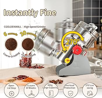 Amazon.co.jp: CGOLDENWALL 400gハイスピードミル 家庭用小型強力製粉