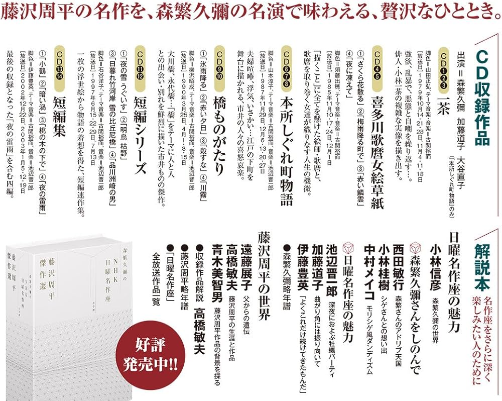 Amazon.co.jp: CDブック 森繁久彌のNHK日曜名作座 藤沢周平名作選 (NHK