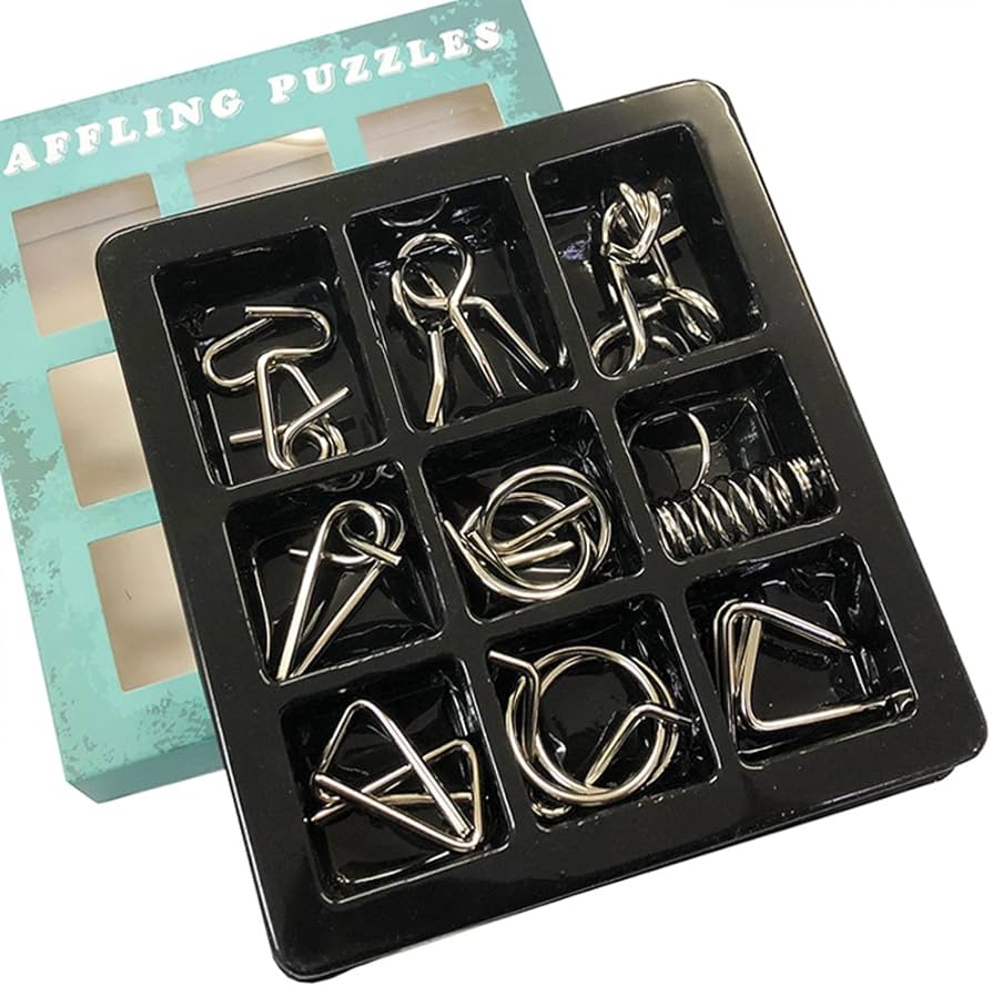 Amazon.co.jp: 知恵の輪9点セット 【中級】 選べる難易度 メタル製