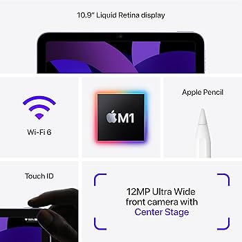 Amazon.com: Apple Early 2022 iPad Air 5th Gen, 10.9-inch, Wi-Fi