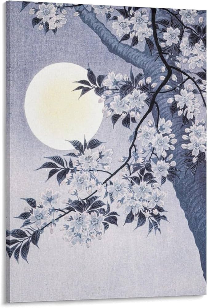 Amazon.co.jp: 絵画 咲く桜と月インテリア 絵画 日本の伝統的な絵画
