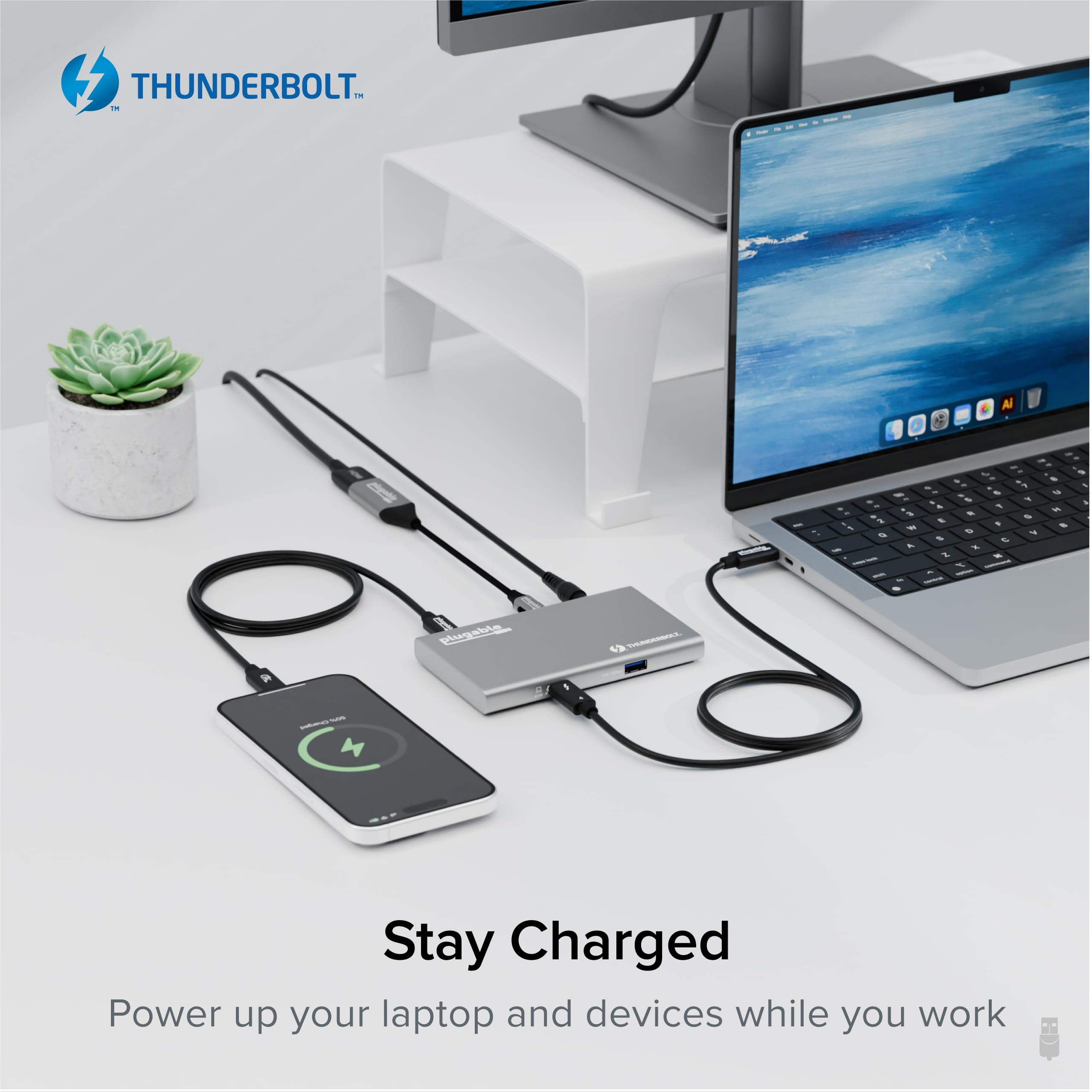 Plugable 5-in-1 Thunderbolt 4 Hub with 60W Charging, Single 8K or