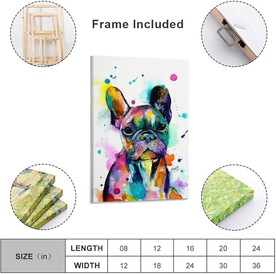 Amazon.co.jp: カラフルなフレンチ・ブルドッグのポスター アート