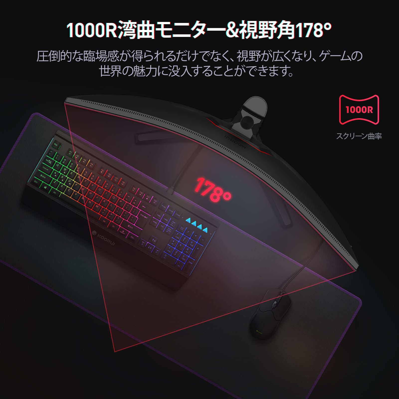 Amazon.co.jp: KOORUI 湾曲チゲーミング モニター 34イン WQHD(3440