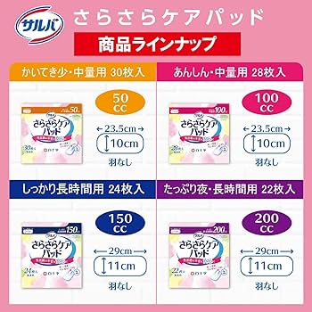 Amazon | サルバ 白十字 さらさらケアパッド 200cc 22枚 たっぷり夜