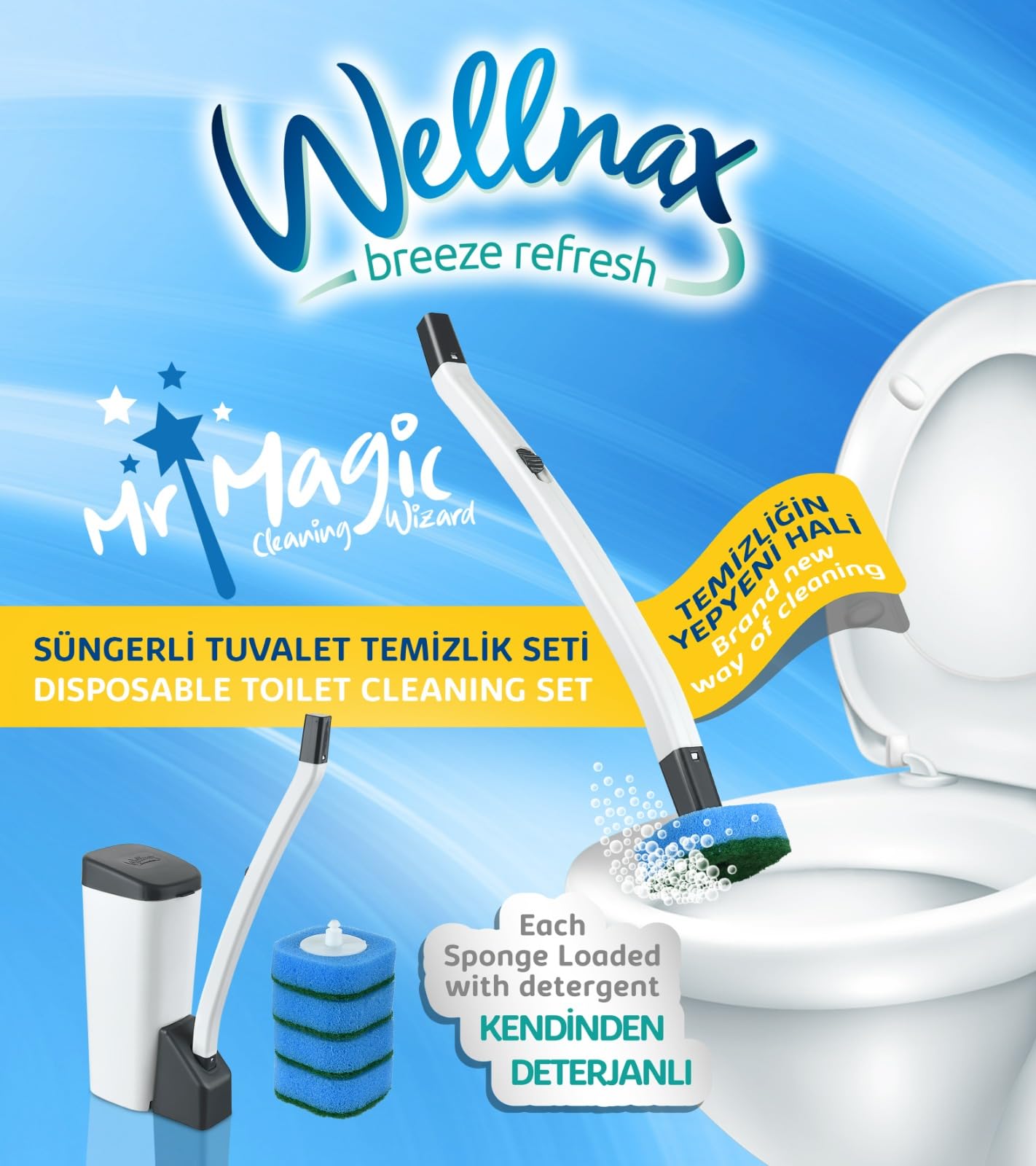 Wellnax breeze refresh Özel Tuvalet Temizlik Seti ve Kullan At 10