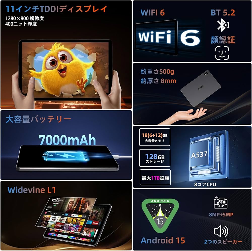 Amazon.co.jp: 【2026新登場 タブレット 11インチ 大画面】RebotAi