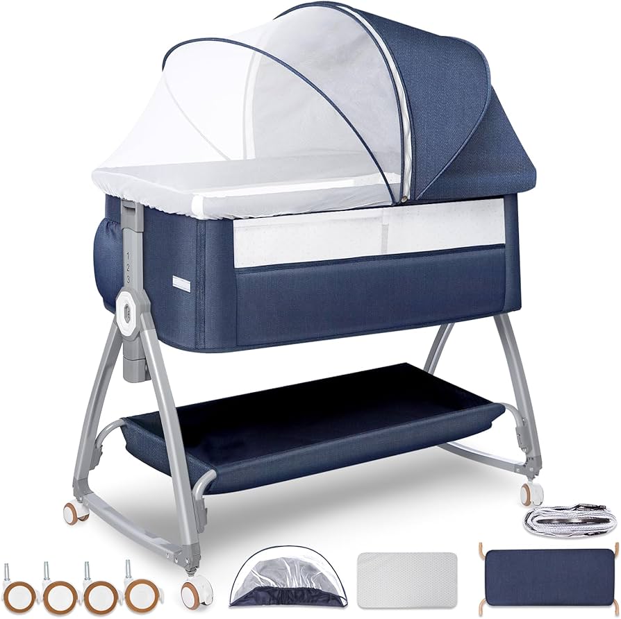 Amazon.co.jp: 2025最新 ベビーベッド 添い寝ベッド 折畳み 高さ6段