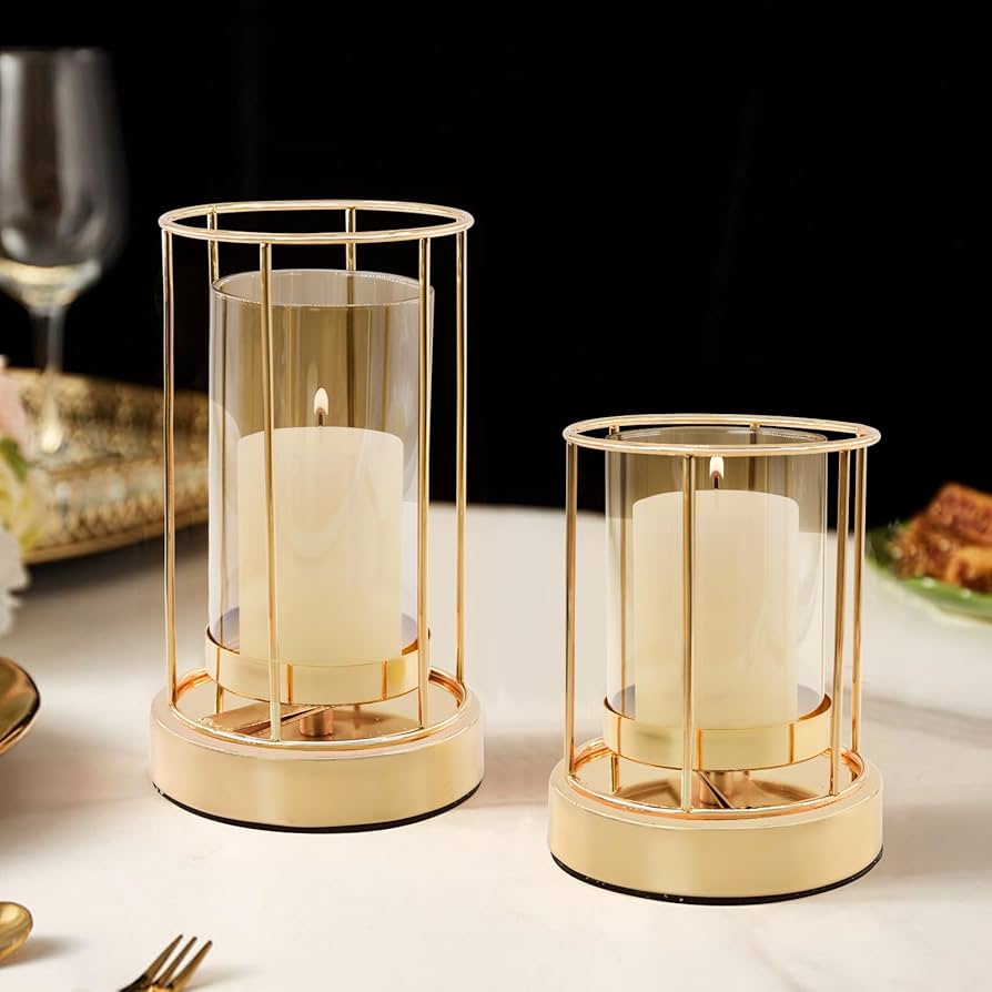 Amazon.co.jp: MrMrKura ゴールド キャンドルホルダー ガラス製 2個