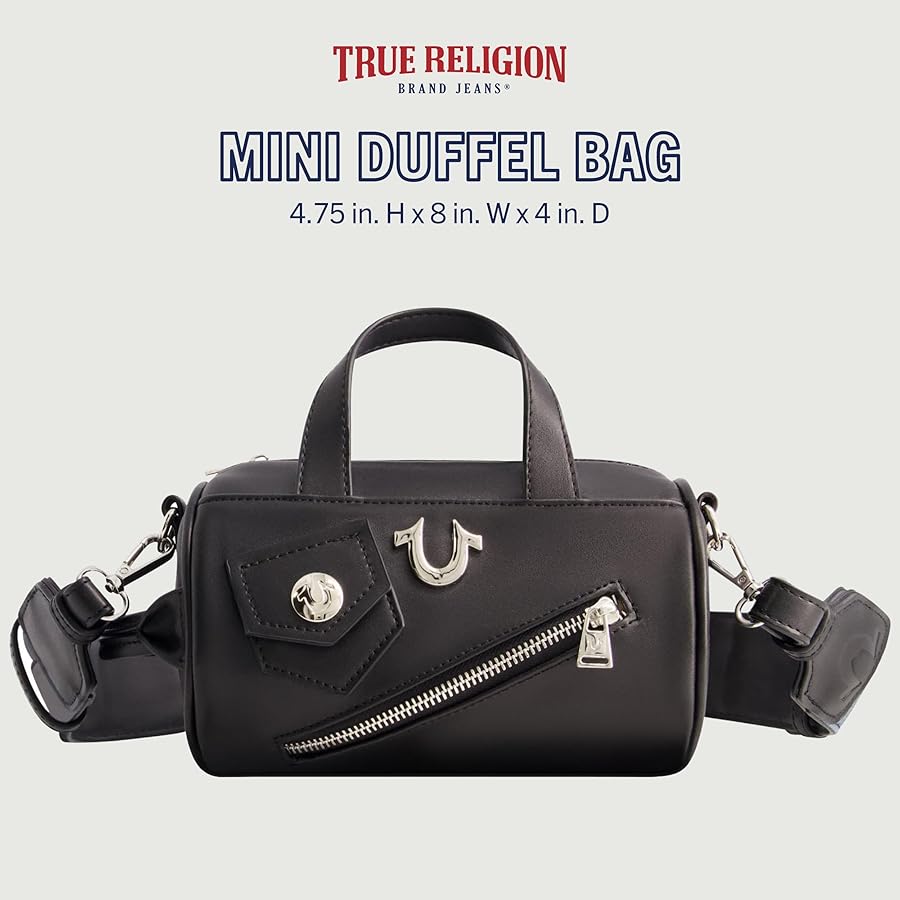 True Religion Women's Crossbody Bag, Mini Duffel Purse Handbag