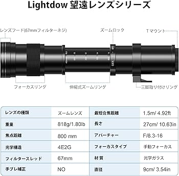 Amazon.co.jp: Lightdow 対応ニコン Nikkor 望遠レンズ 420-800mm F