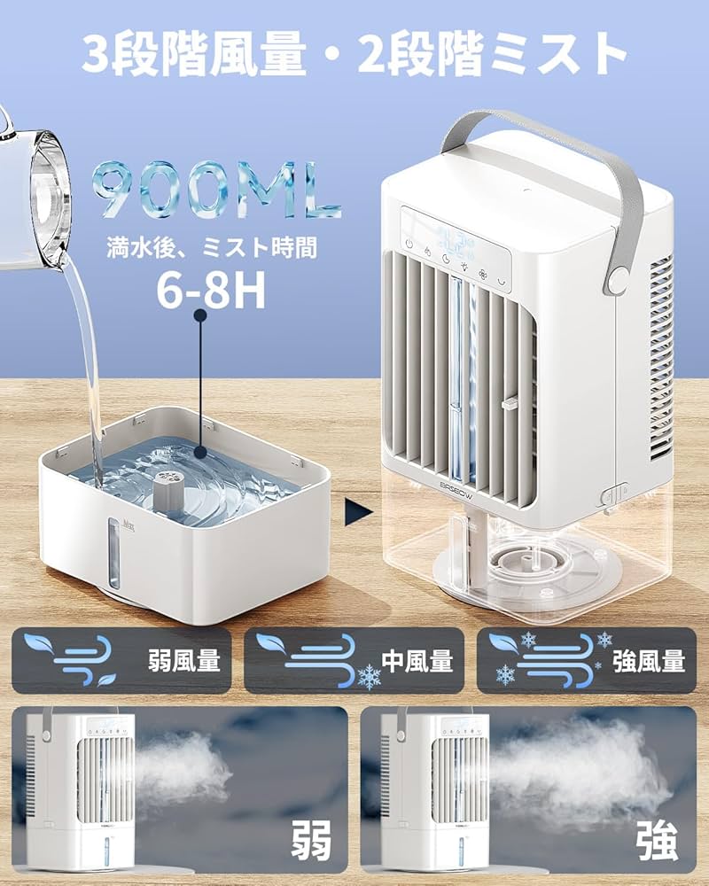 Amazon | 冷風扇 冷風機 静音 3段階風量&2種霧化モード 切タイマー 90
