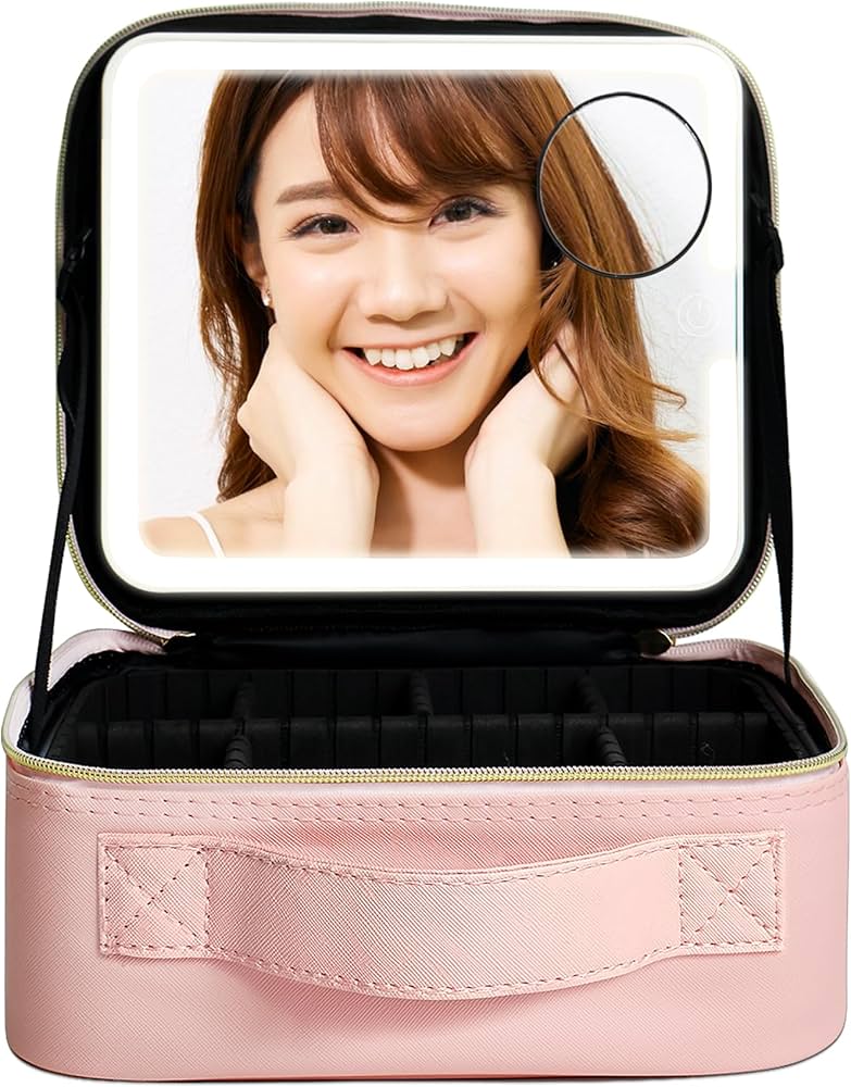 Amazon.co.jp: メイクボックス 鏡付き LEDライト付き コスメボックス 3