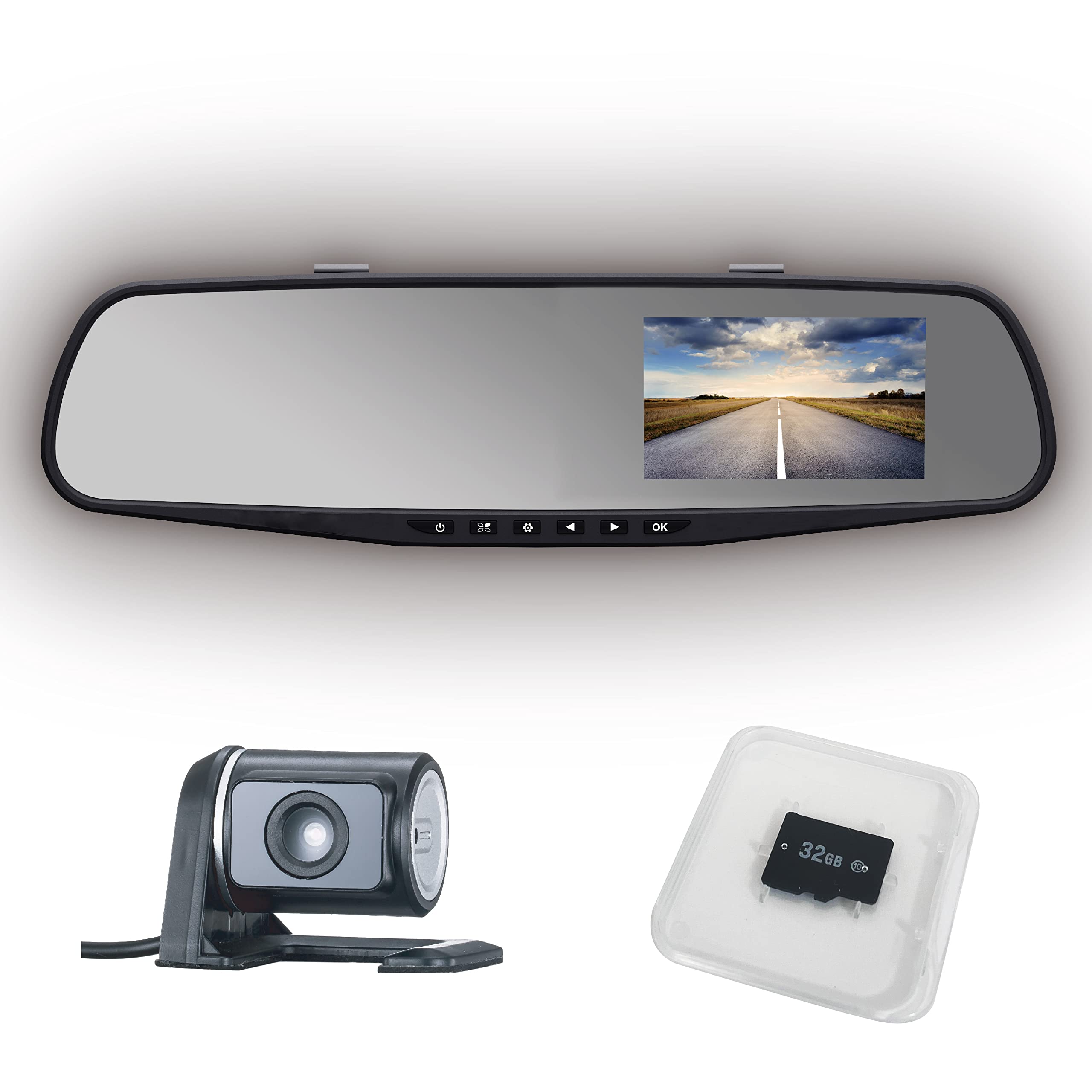 Amazon | M-WORKS リアカメラ付きミラー型ドライブレコーダー MicroSD