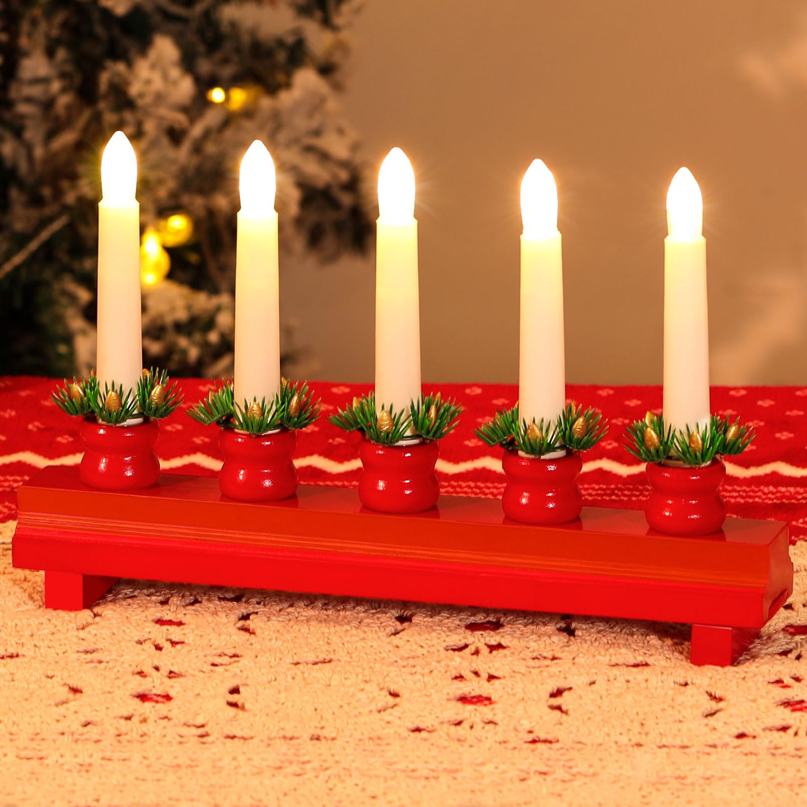 Amazon.com: Lewondr Christmas Swedish Candelabra, Electric Candles