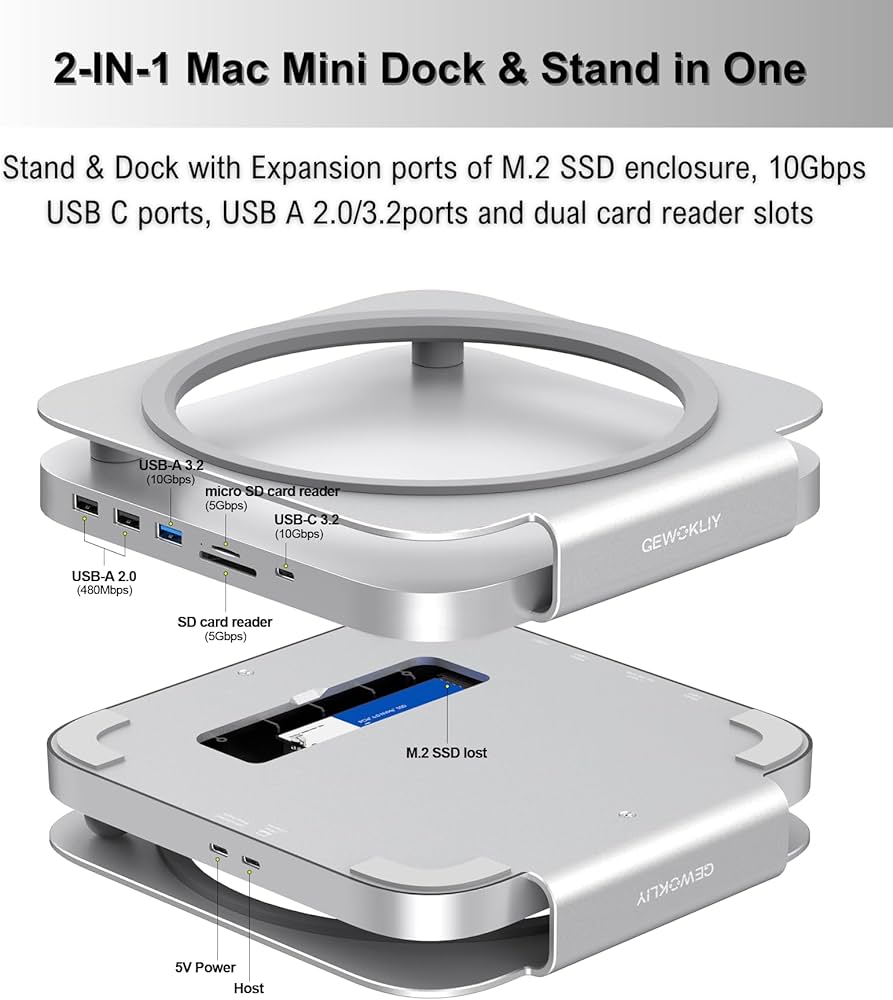 Amazon.com: GEWOKLIY Mac mini Dock and Stand with NVMe/SATA M.2