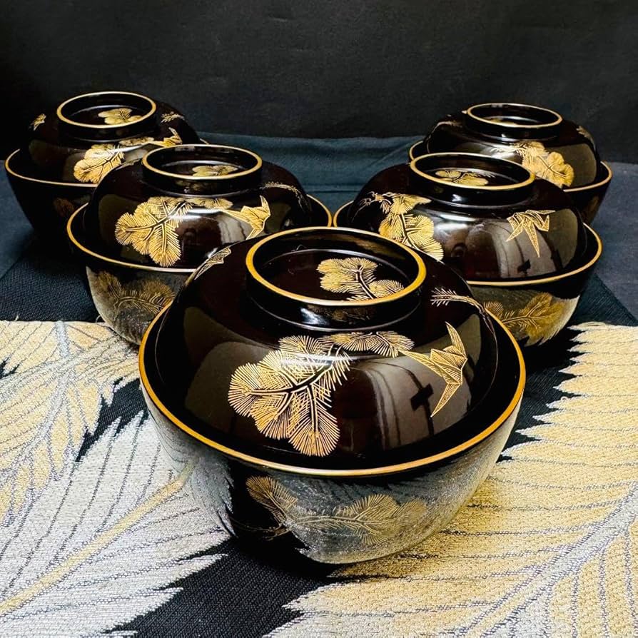 輪島塗 木製 吹 物 椀 ・大正 時代 九 年 ・別 撰 製 造 、本 堅 地