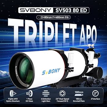 Amazon.com : SVBONY SV550 Telescope, 80ED F6 Triplet Apochromatic