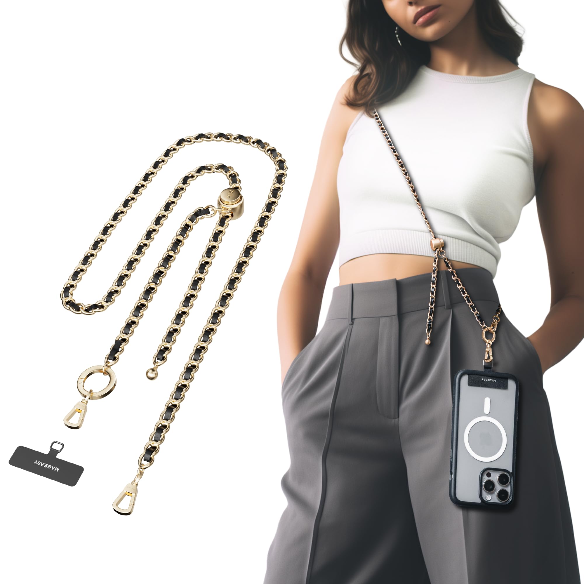 Amazon.com: MAGEASY Crossbody Phone Chain Strap - Universal Metal