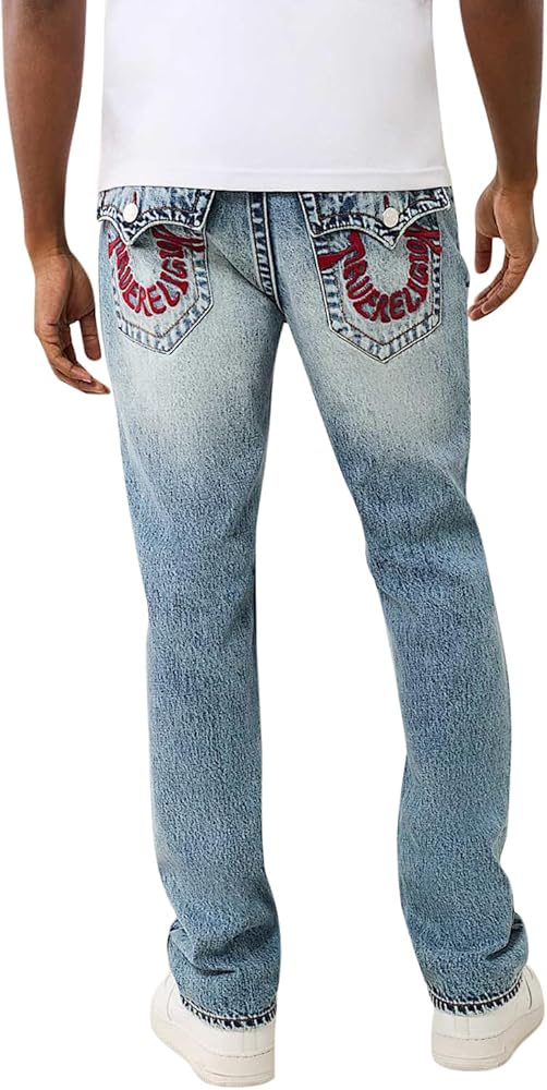 True Religion Men's Ricky Warped Horseshoe Straight Jean, Blue