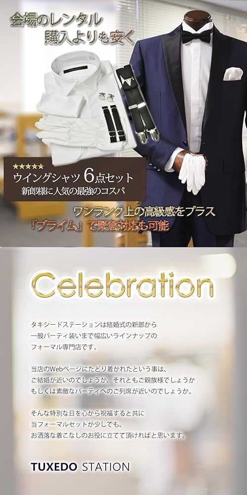 Amazon.co.jp: ウイングカラーシャツ 立ち襟 フォーマル小物 6点セット
