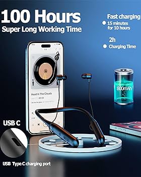 Amazon.com: ZXQ Neckband Bluetooth Headphones,100 Hours Long