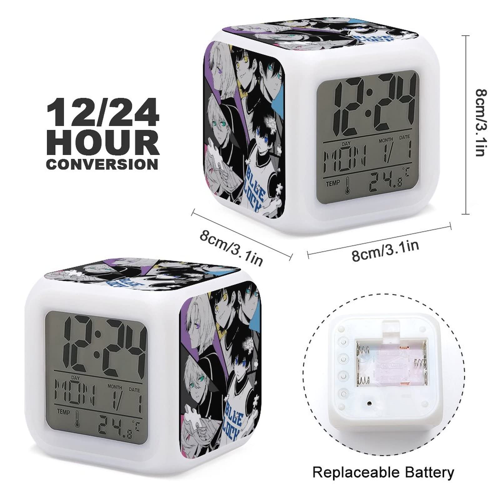 Amazon.co.jp: ブルーロック カラフルな目覚まし時計デジタル時計