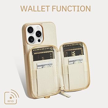 Amazon.com: ZVE for iPhone 13 ProMax Wallet Case with Wrist Strap