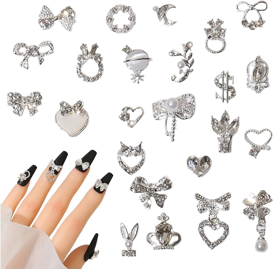 Amazon | ネイルパーツ リボン ハート 24個セット 3D 立体 大きめ