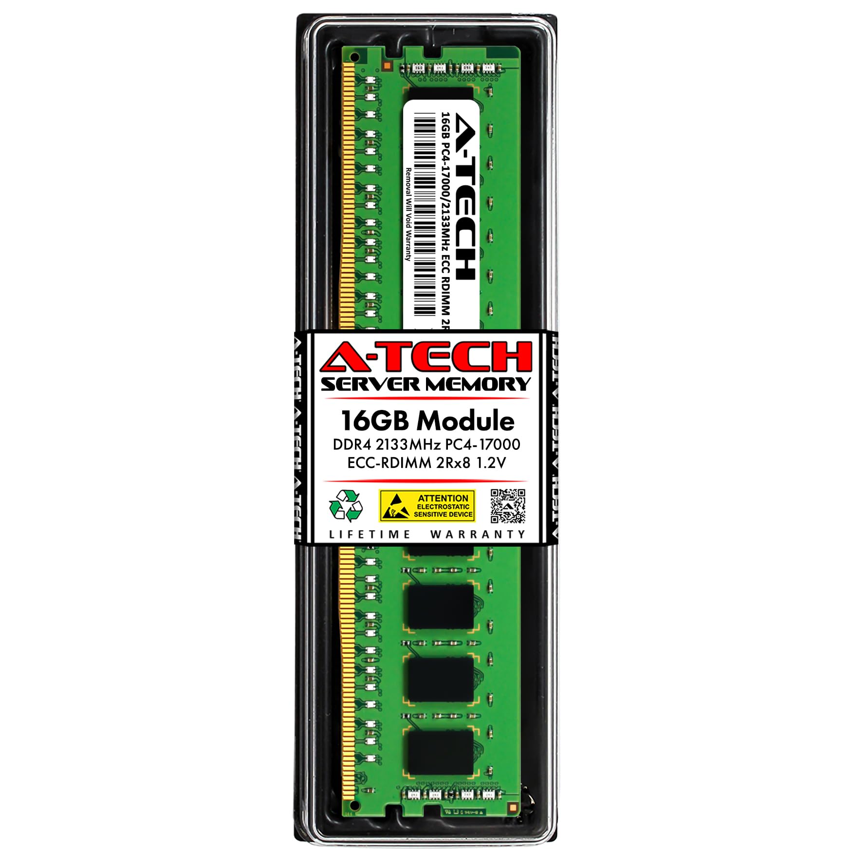 A-Tech 16GB DDR4 2133MHz PC4-17000 ECC RDIMM 2Rx8 Dual Rank 1.2V