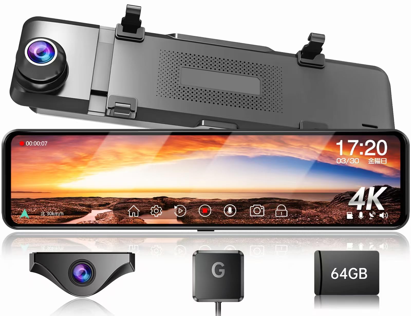 Amazon | JADO ドライブレコーダー ミラー型 4K 高画质【最新 自在拡大