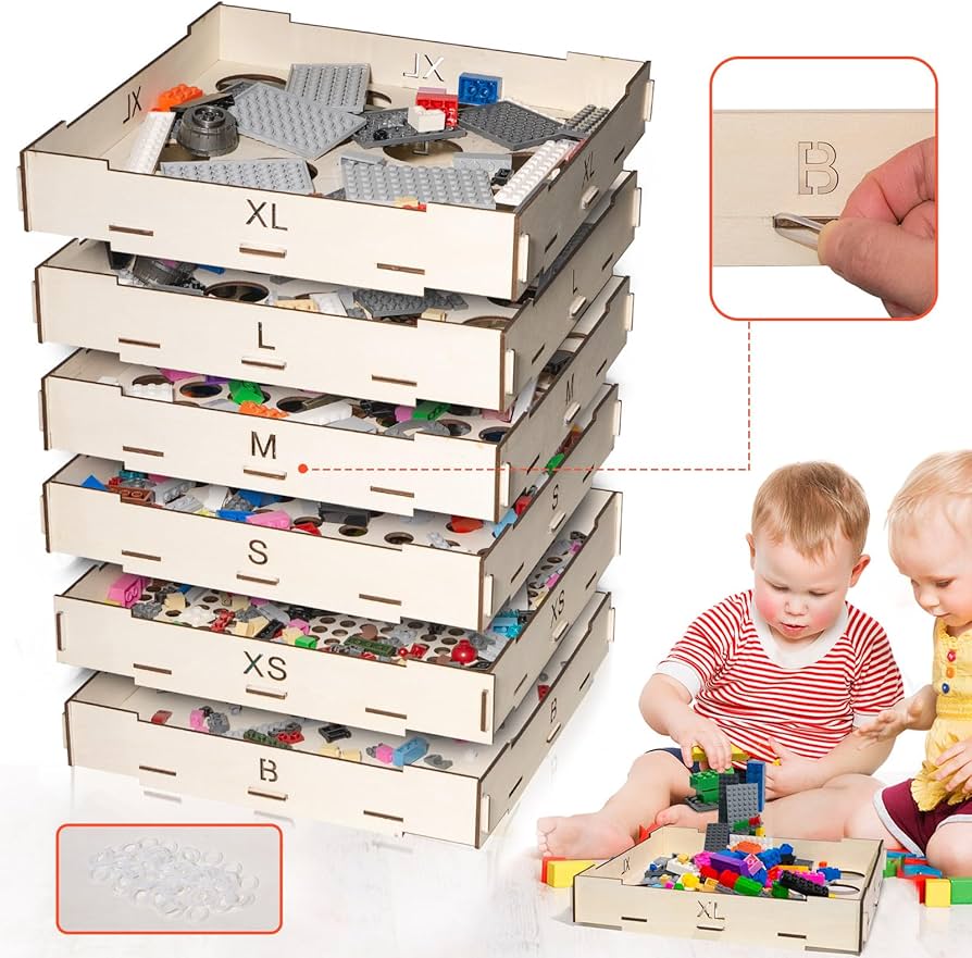 Xzunk 6 Trays Sorter Sifter Box for Lego - 6 Different Size Blocks