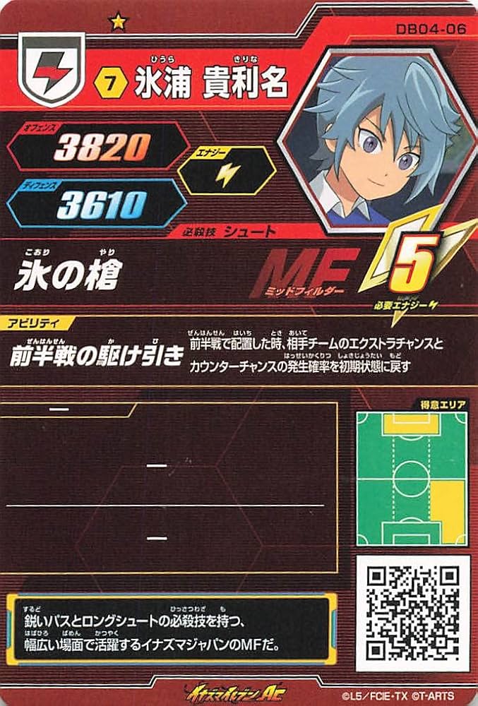 Amazon.co.jp: イナズマイレブンAC TCG 氷浦 貴利名 DB04-06 C : おもちゃ