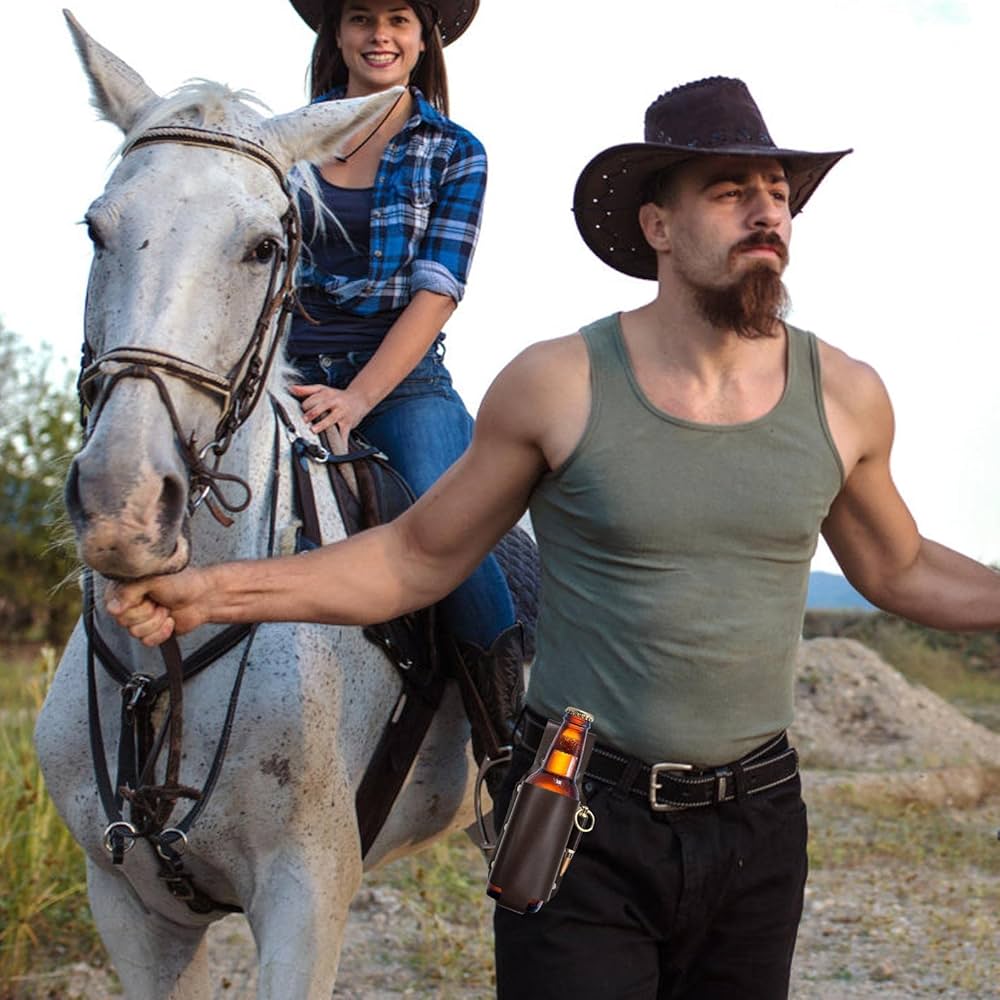 Amazon.co.jp: ビール瓶ホルスター レザー ボトルホルダー ベルト