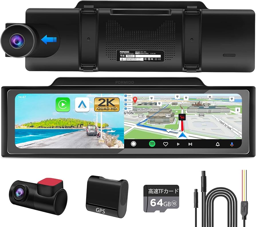 Amazon.co.jp: PORMIDO ポーミド ドライブレコーダー ミラー型 前後